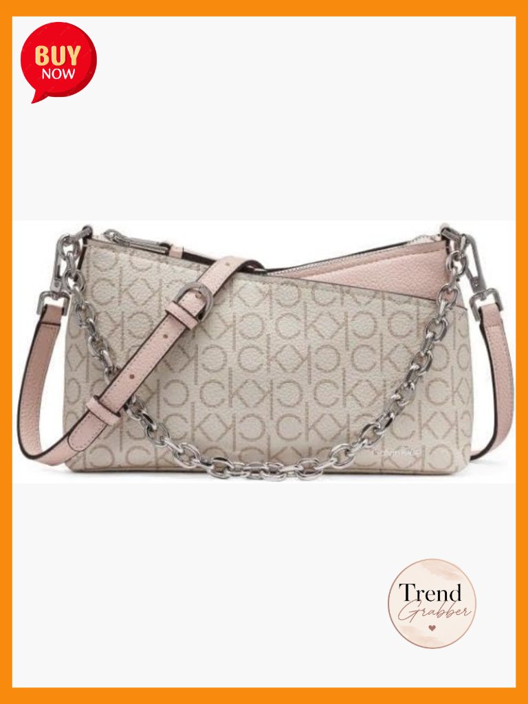 Vegan Leather Zip Crossbody Chain Bag With Pockets - Daily Use